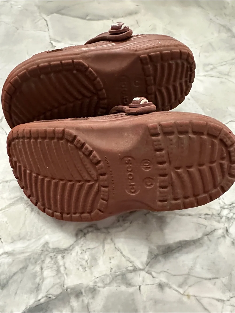 CROCS Kids Football Clog in Brown and White